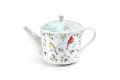 Winter Cardinals Fine Porcelain Teapot