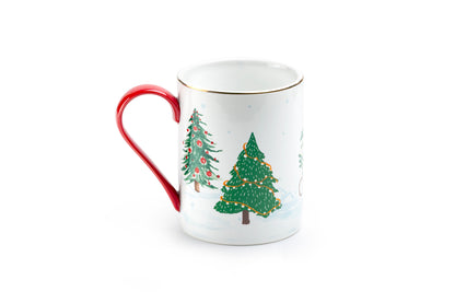Jolly Snowman Fine Porcelain Mug with Red Handle