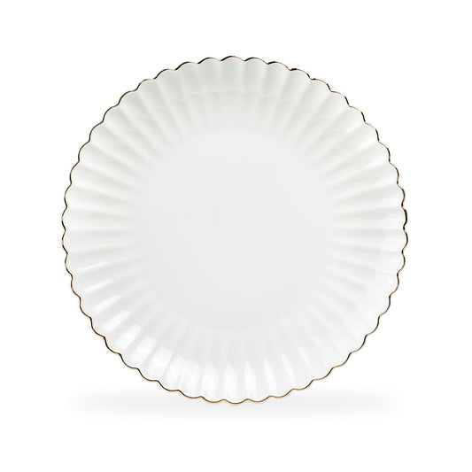 White Gold Shell Fine Porcelain Dinner Plate