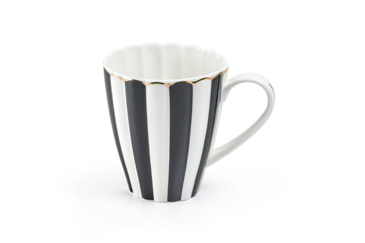 Black and White Scallop Fine Porcelain Mug