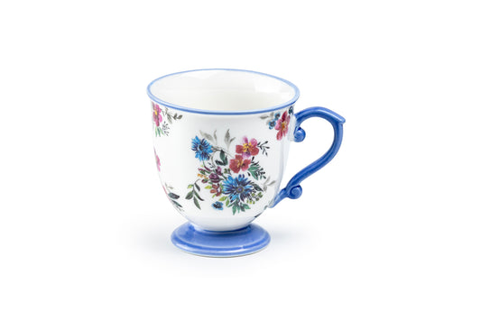 Azure Blossom Fine Porcelain Footed Mug