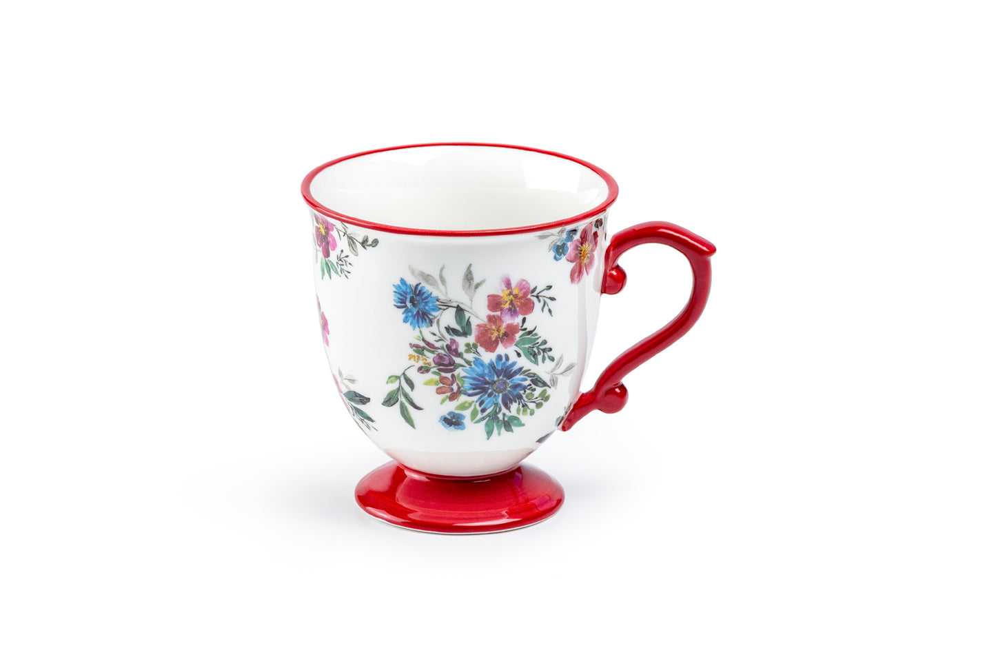 Crimson Blossom Fine Porcelain Footed Mug