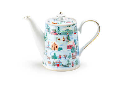 Christmas Village Fine Porcelain Teapot