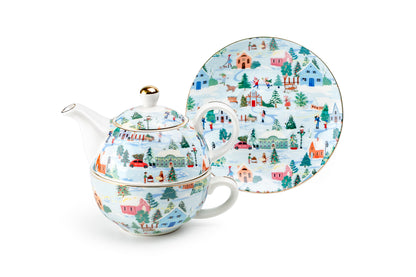 Christmas Village Fine Porcelain Tea For One Set