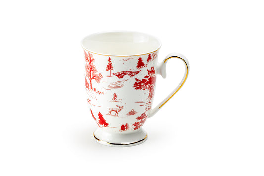 Red Village Fine Porcelain Footed Mug