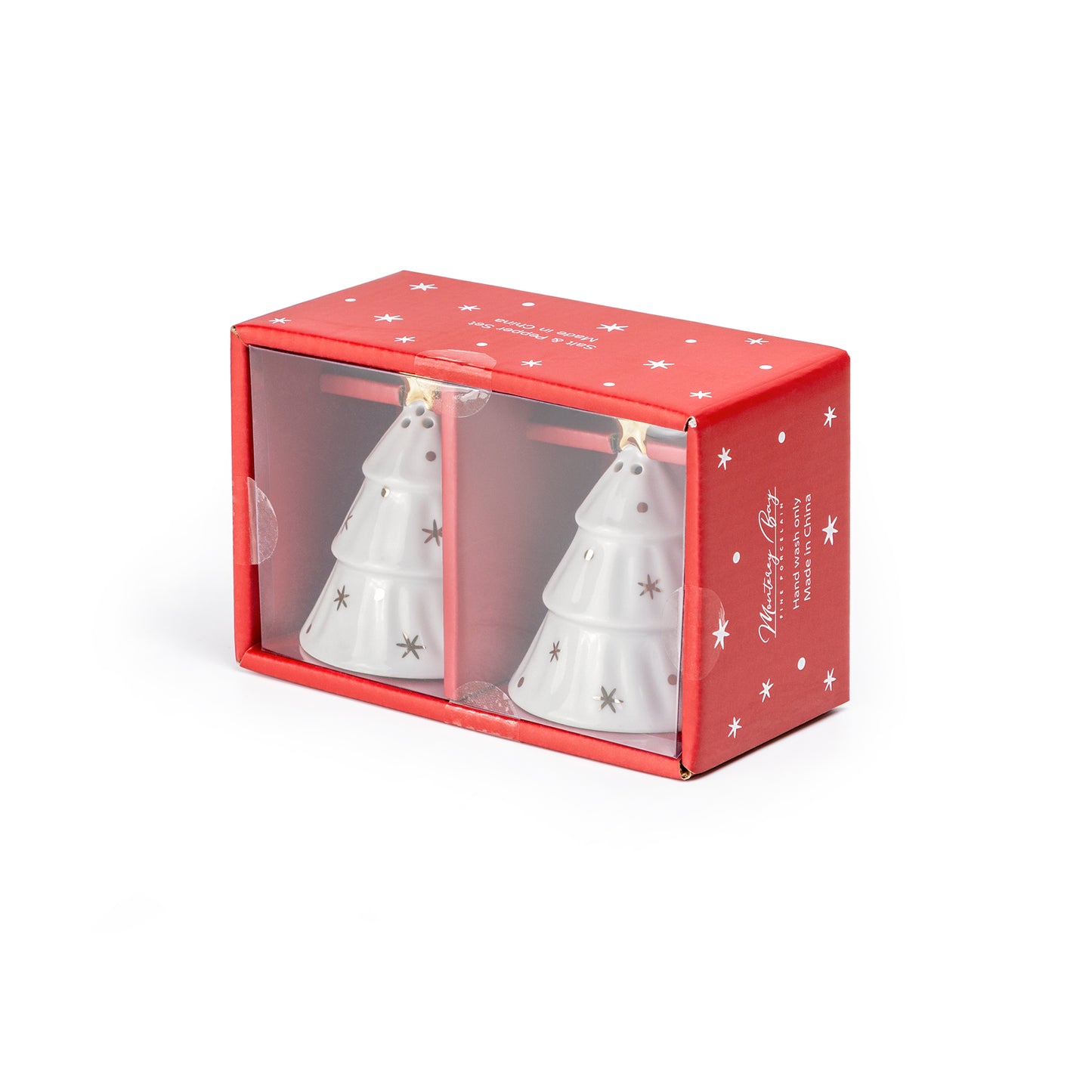 Gift Boxed Holiday Gold Pine Salt and Pepper Shaker Set
