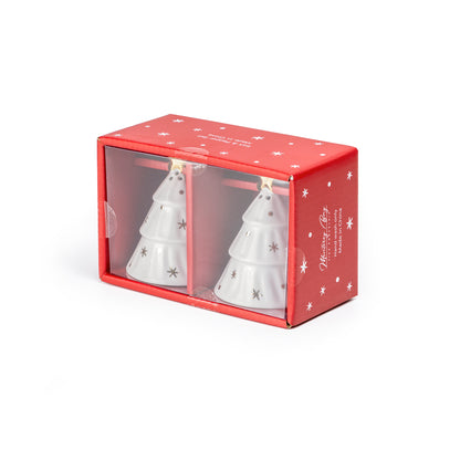 Gift Boxed Holiday Gold Pine Salt and Pepper Shaker Set