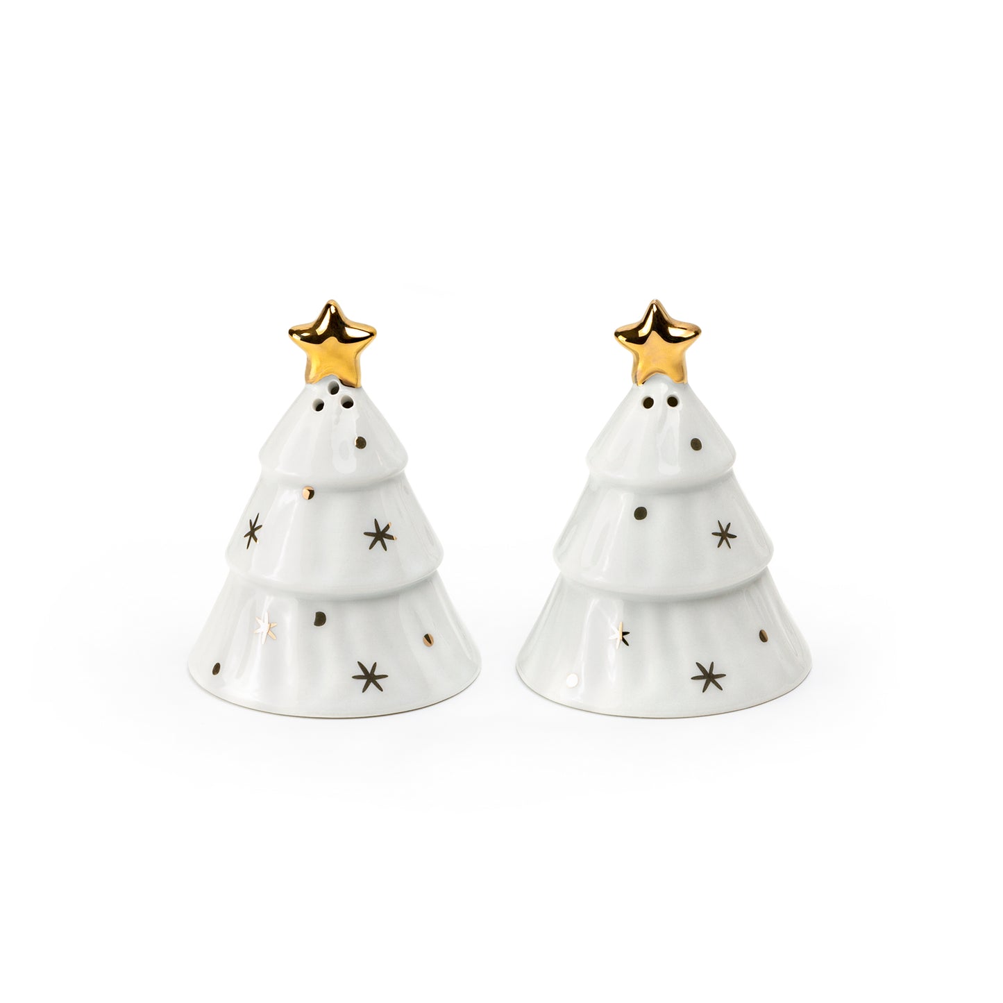 Gift Boxed Holiday Gold Pine Salt and Pepper Shaker Set