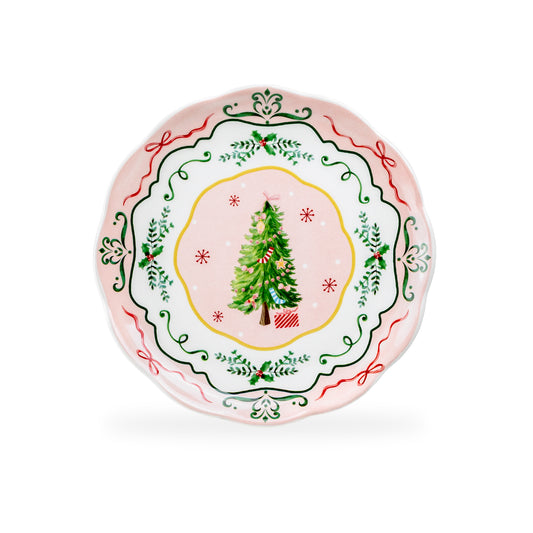 Christmas Tree Pink Dessert/Salad Plate