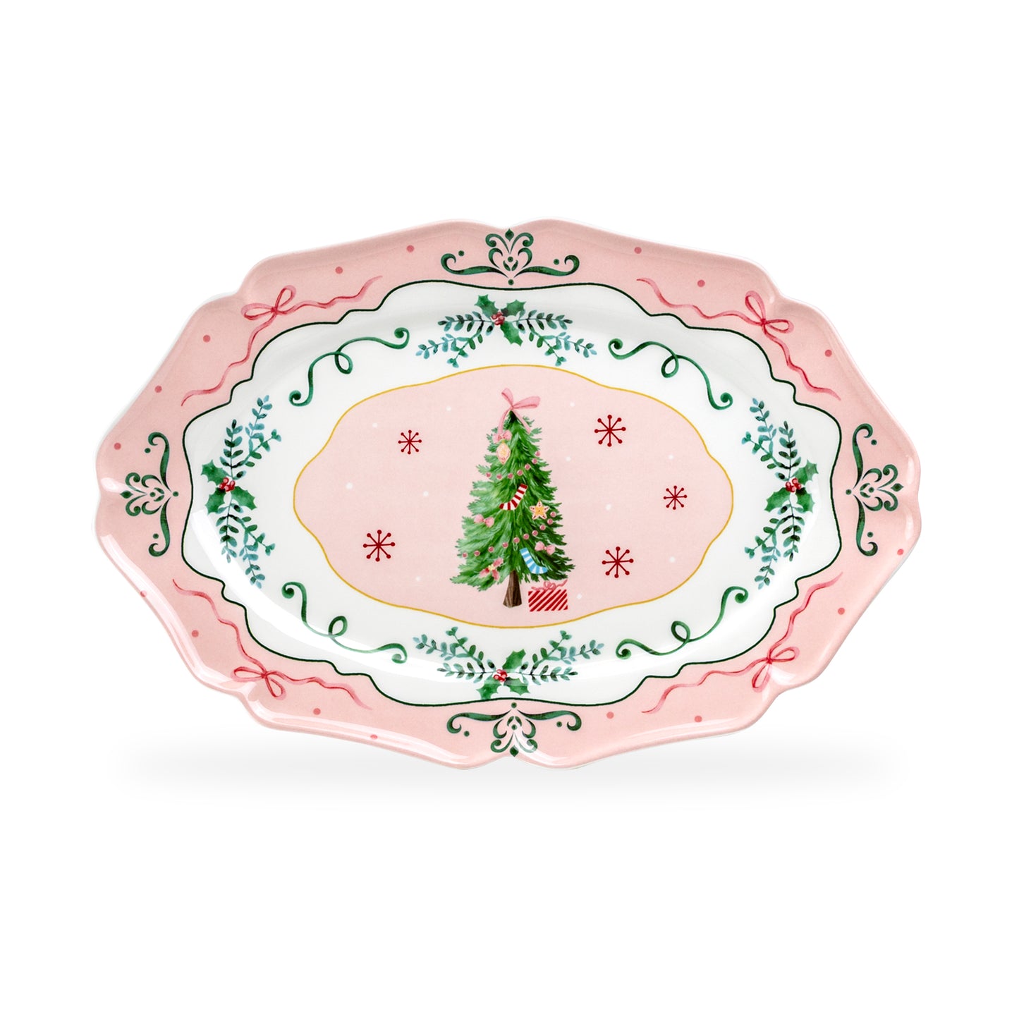 Christmas Tree Pink Serving Platter