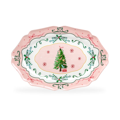 Christmas Tree Pink Serving Platter