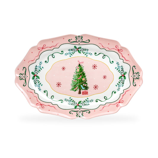 Christmas Tree Pink Serving Platter