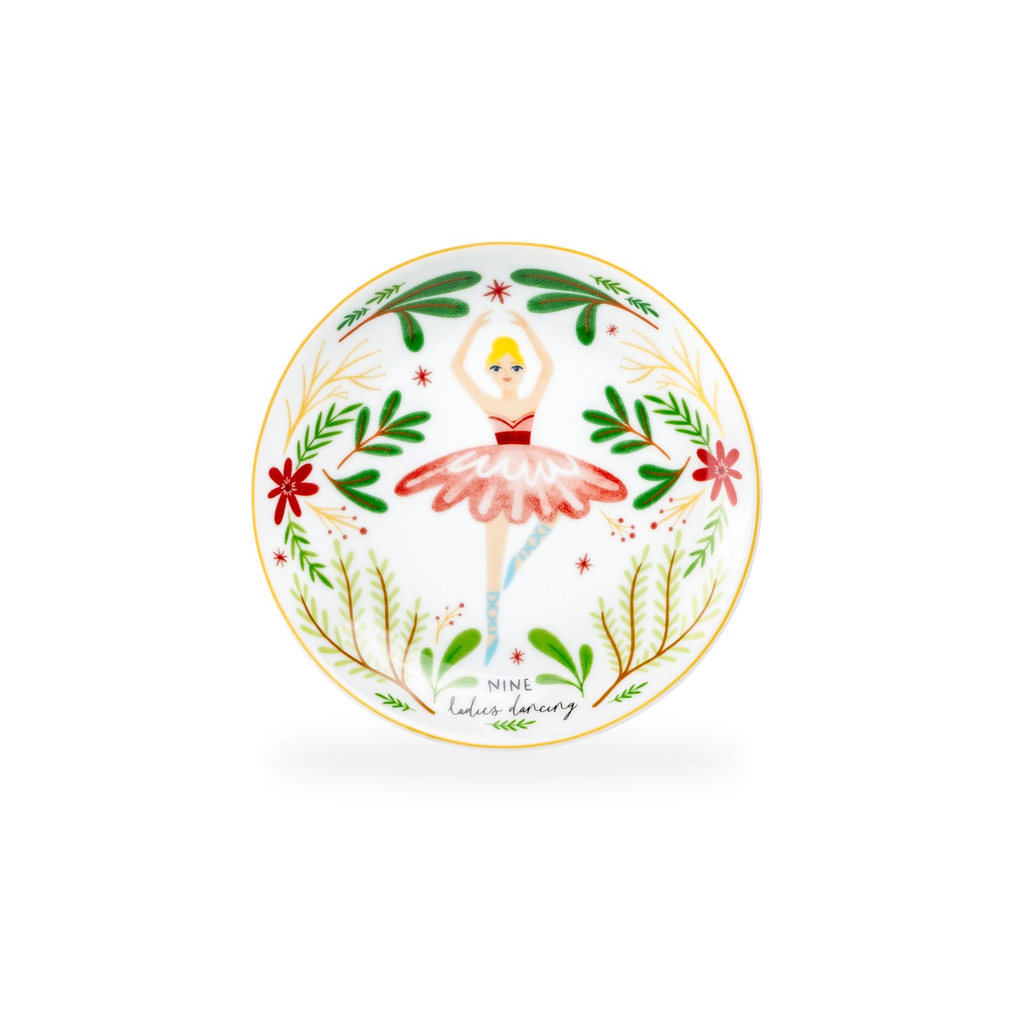 12 Days of Christmas Fine Porcelain Appetizer Plate Set - Gift Box Version