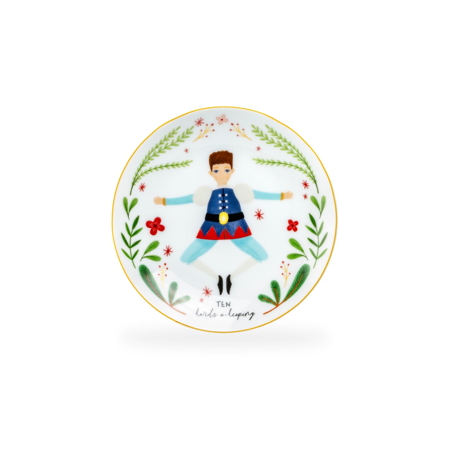 12 Days of Christmas Fine Porcelain Appetizer Plate Set - Gift Box Version