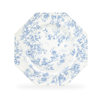 Blue Rose Octagonal Fine Porcelain Dinner Plate