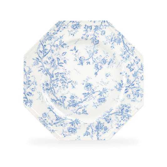 Blue Rose Octagonal Fine Porcelain Dinner Plate