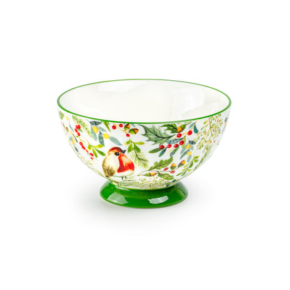 Winter House Finch Fine Porcelain Bowl