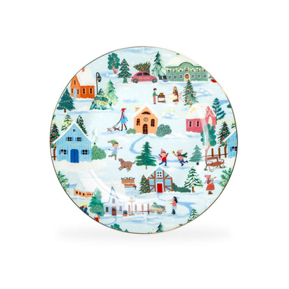 Christmas Village Fine Porcelain Dessert Plate
