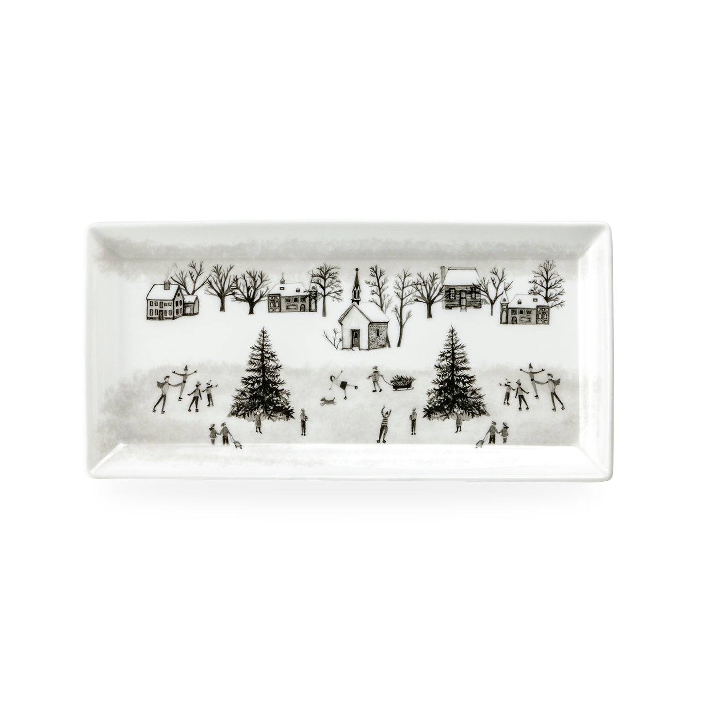 Winter Wonderland Ski Village Fine Porcelain Serving Tray