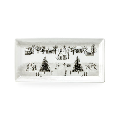Winter Wonderland Ski Village Fine Porcelain Serving Tray