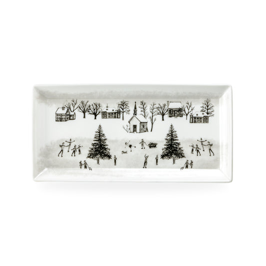Winter Wonderland Ski Village Fine Porcelain Serving Tray