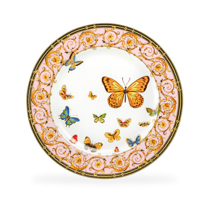 Butterflies with Pink Ornament Fine Porcelain Dinner Plate
