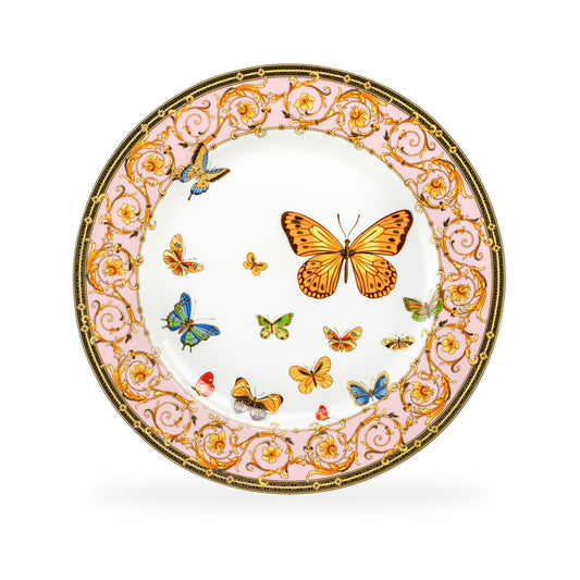 Butterflies with Pink Ornament Fine Porcelain Dinner Plate