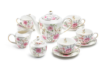 Pink Camellia Fine Porcelain Tea Set