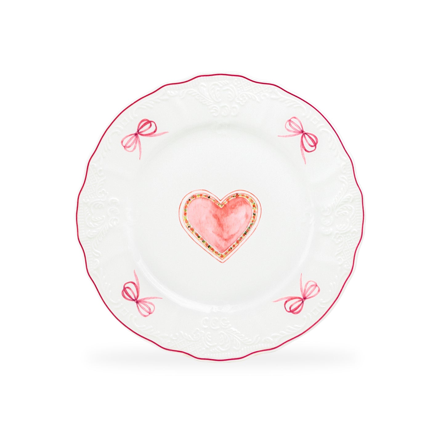 Pink Ribbon Heart Scallop Dessert/Salad Plate