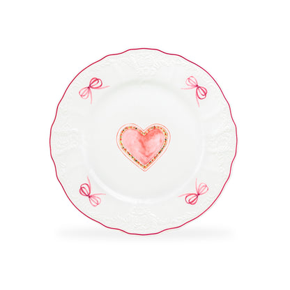 Pink Ribbon Heart Scallop Dessert/Salad Plate