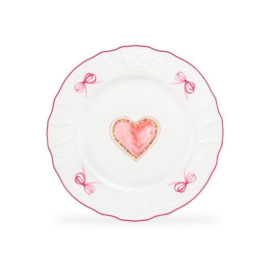 Pink Ribbon Heart Scallop Dessert/Salad Plate