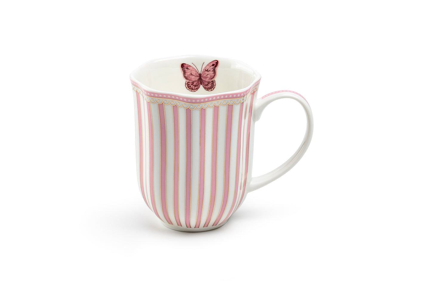 Josephine Pink Butterfly Fine Porcelain Mug Set of 2
