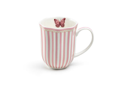 Josephine Pink Butterfly Fine Porcelain Mug Set of 2