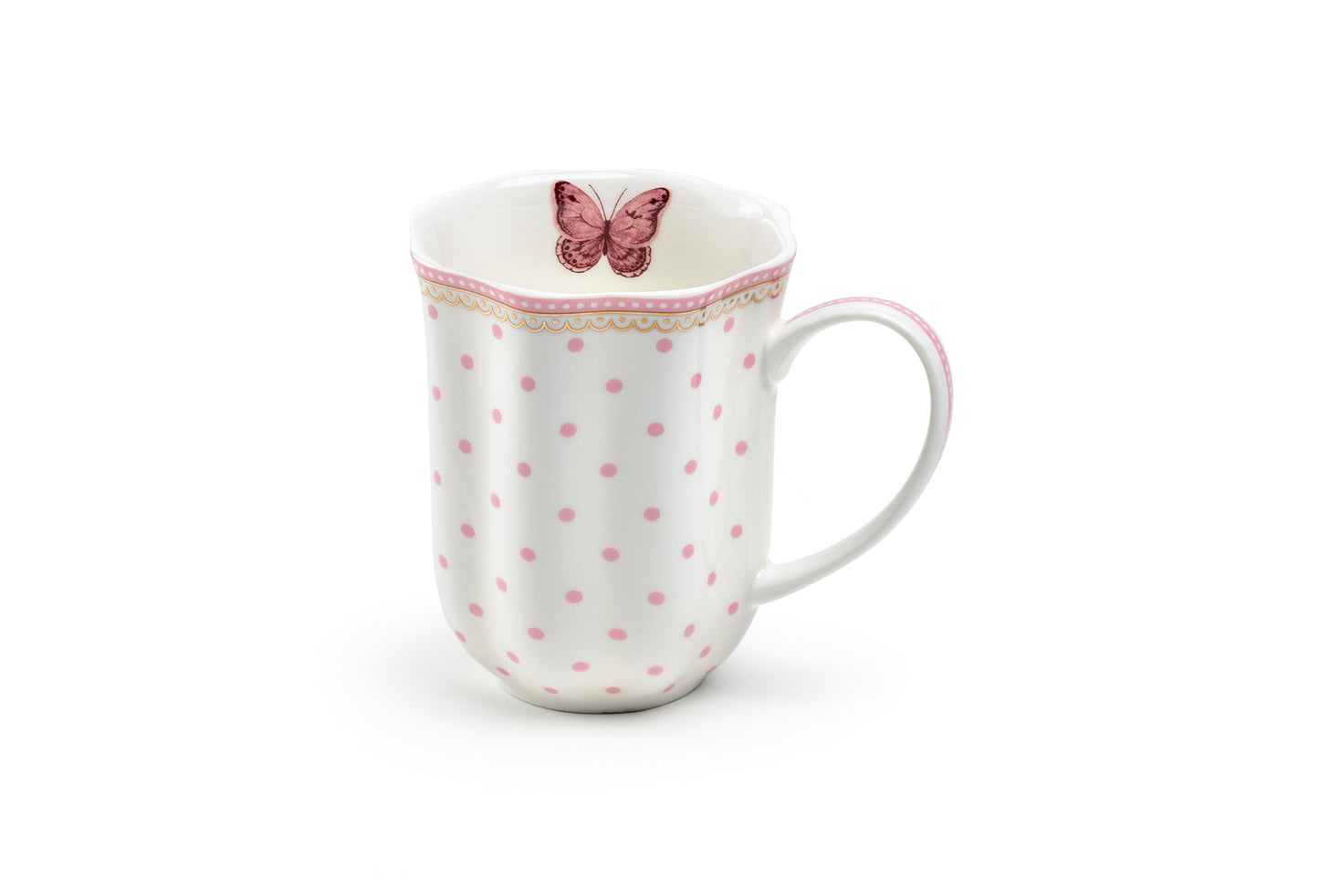 Josephine Pink Butterfly Fine Porcelain Mug Set of 2