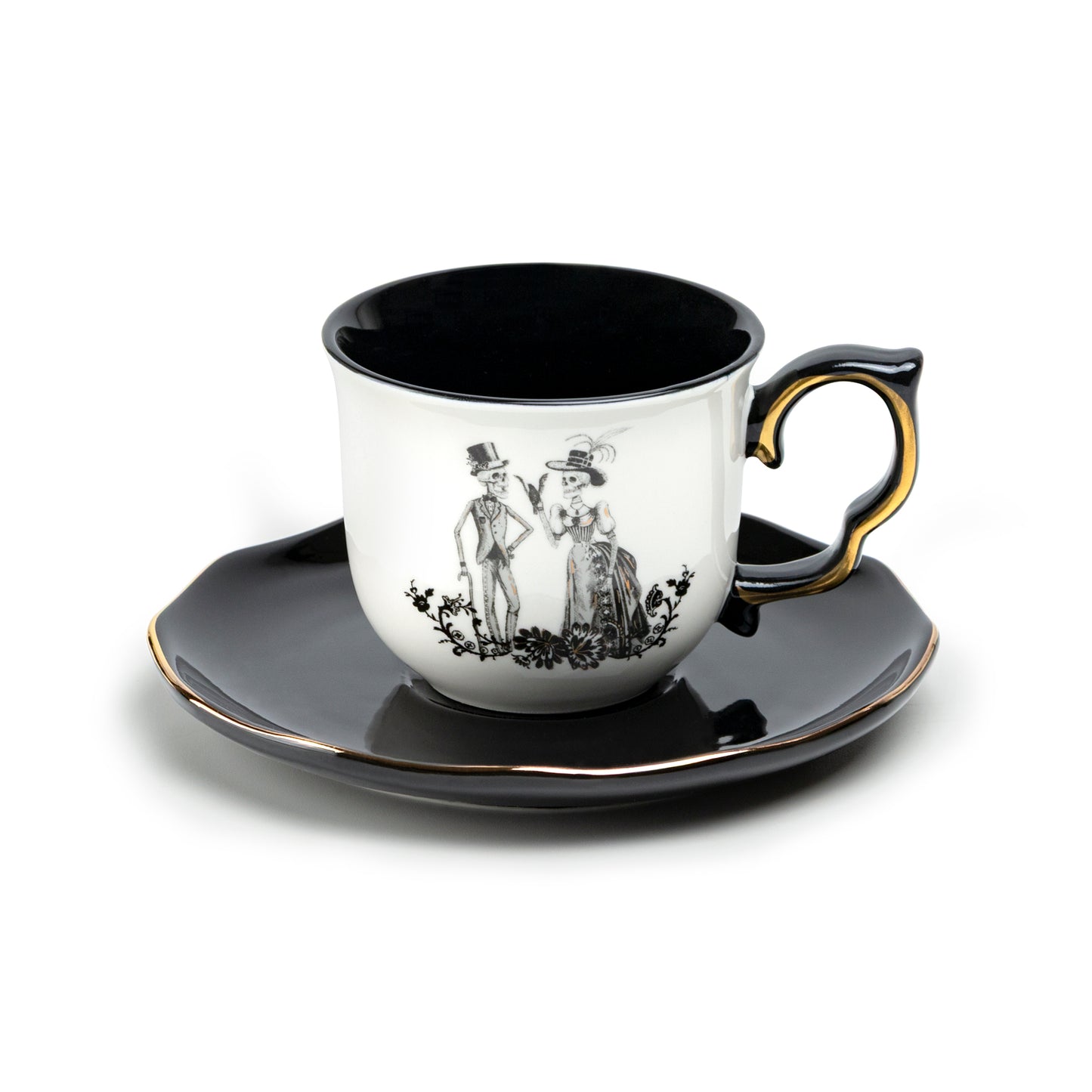 Halloween Victorian Skeletons Tea Cup and Saucer