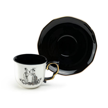 Halloween Victorian Skeletons Tea Cup and Saucer