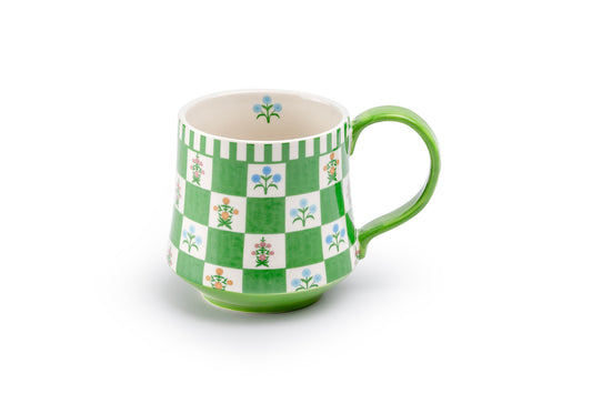 Green Botanical Check Mug