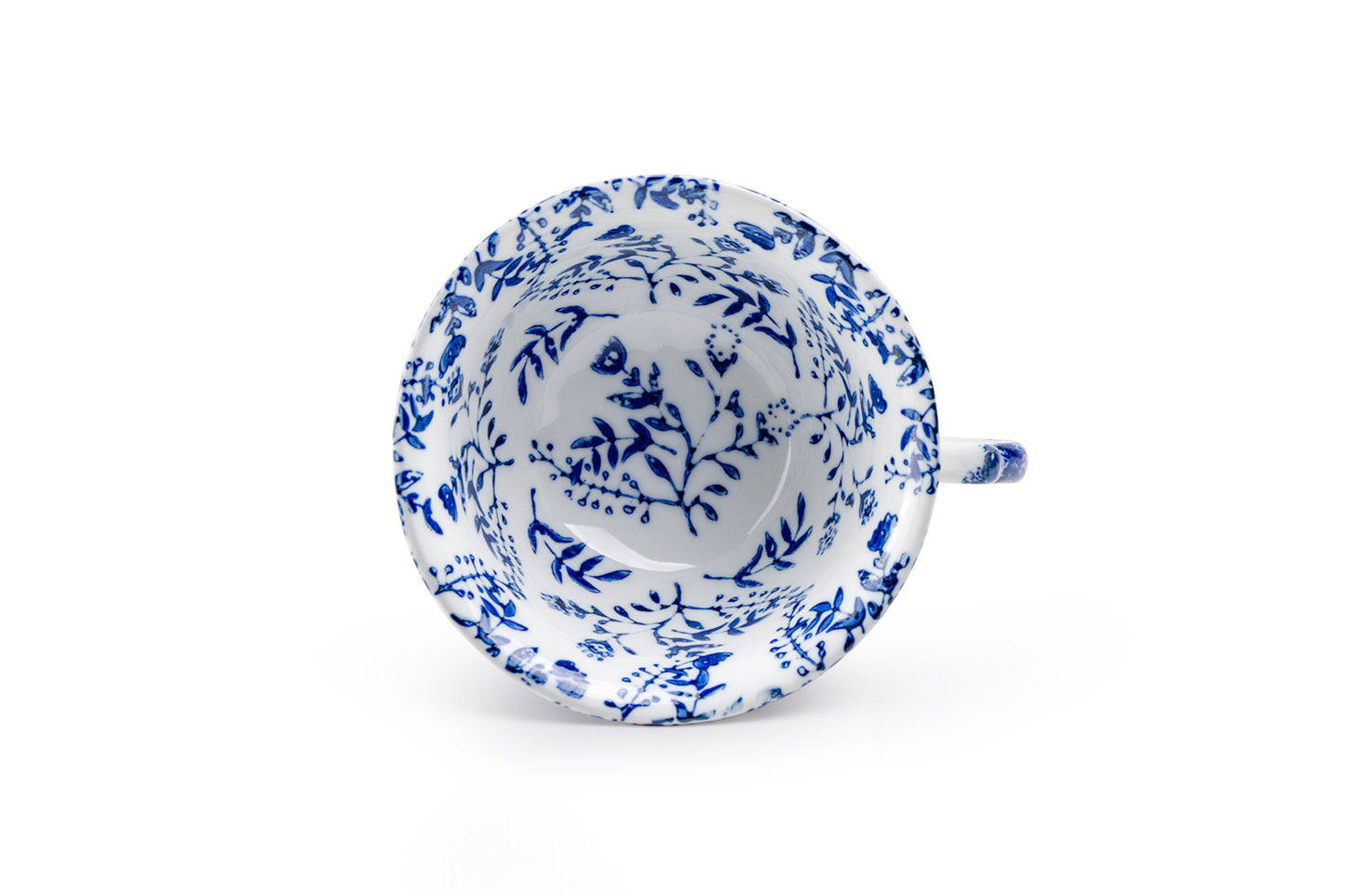 Blue Botanical Three-Foot Fine Porcelain Cup