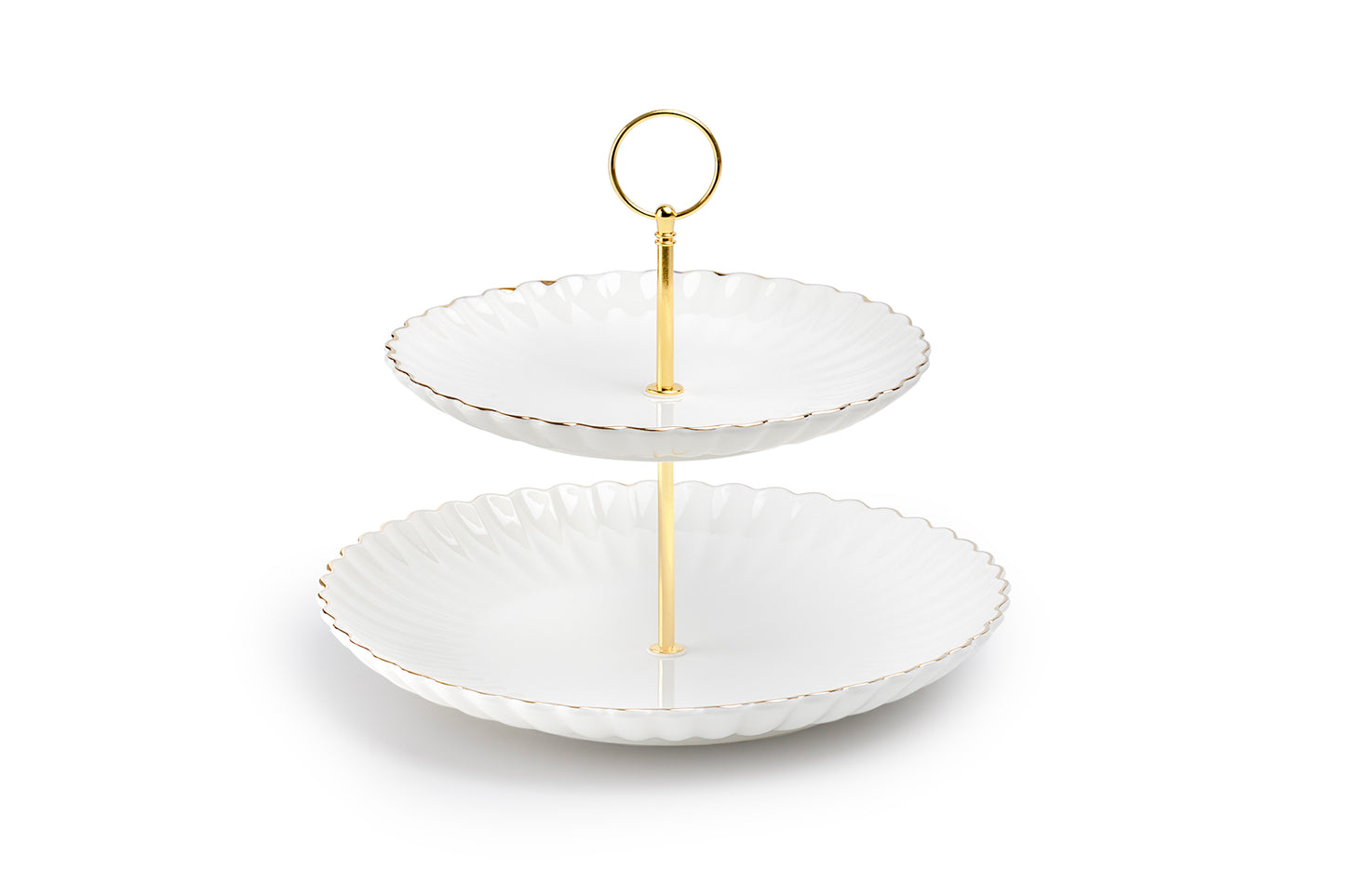 White Gold Shell Fine Porcelain 2-Tier Server