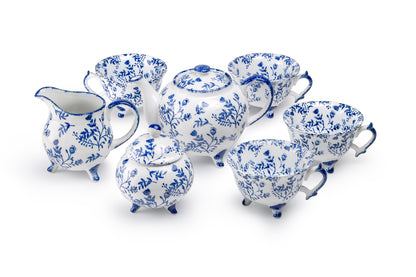 Blue Botanical Three-Foot Fine Porcelain Tea Set