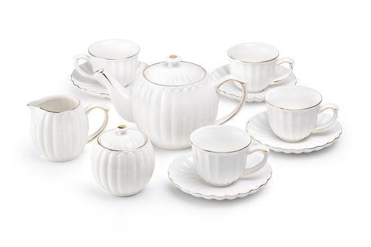 White Gold Shell Fine Porcelain Tea Set