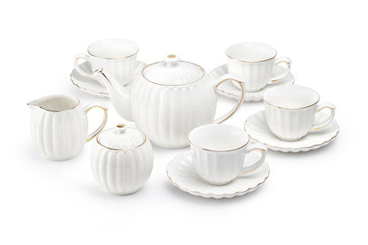 White Gold Shell Fine Porcelain Tea Set