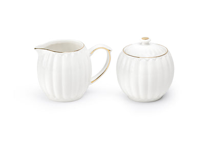 White Gold Shell Fine Porcelain Sugar & Creamer Set