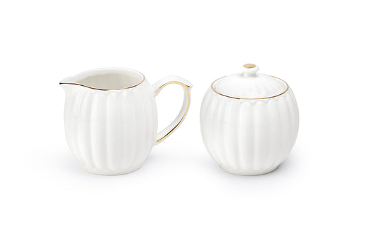 White Gold Shell Fine Porcelain Sugar & Creamer Set