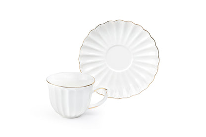 White Gold Shell Fine Porcelain Tea Cup and Saucer