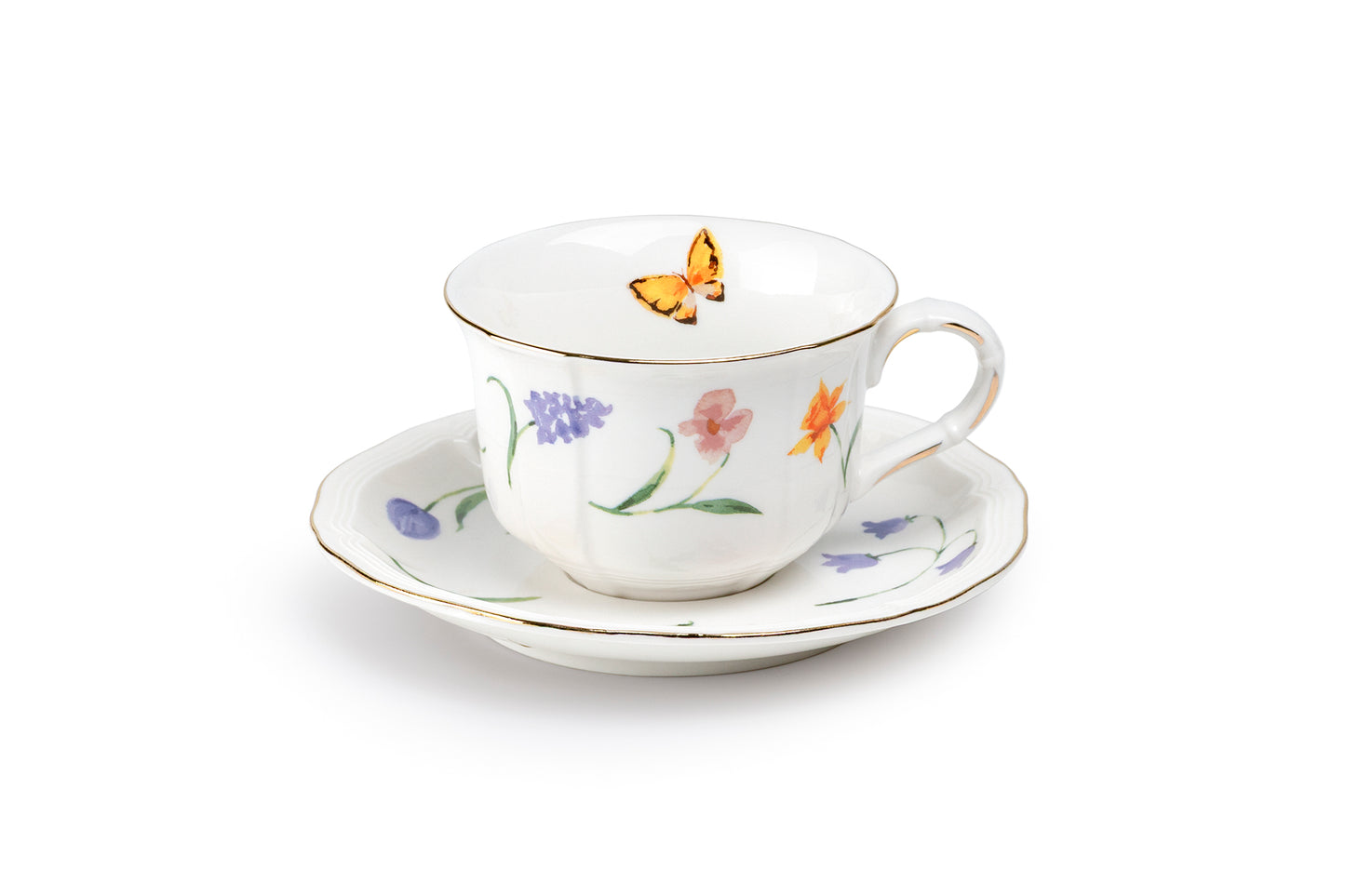 Butterfly Bloom Fine Porcelain Tea Cup and Saucer