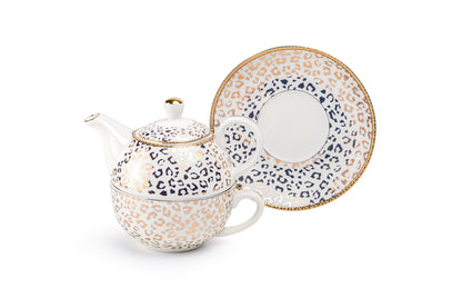 Golden Leopard Fine Porcelain Tea For One Set