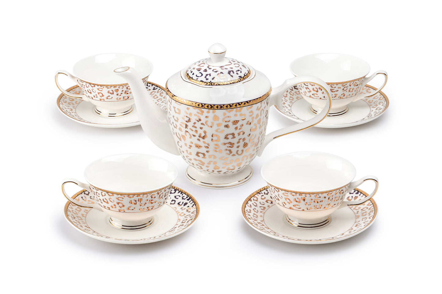 Golden Leopard Fine Porcelain Tea Set