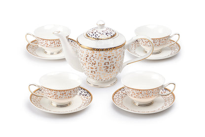 Golden Leopard Fine Porcelain Tea Set