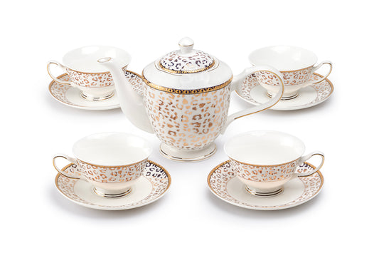 Golden Leopard Fine Porcelain Tea Set